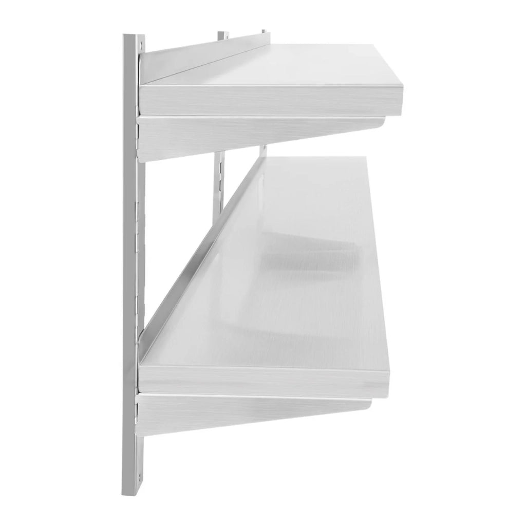 Scaffale professionale da parete con 2 ripiani 160 cm acciaio inox 14_0001545
