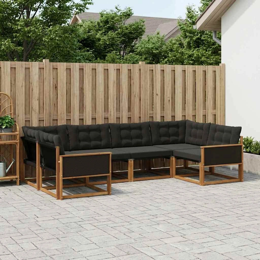 Set di divani da esterno 6 pz Naturale e Nero 3381640
