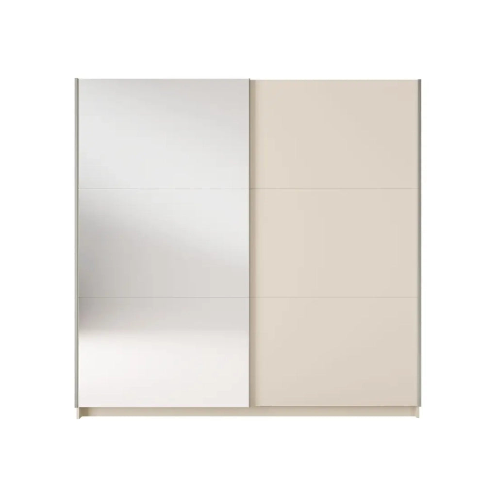 Armadio ARSALA 2 porte scorrevoli con specchio beige sabbia 151 cm