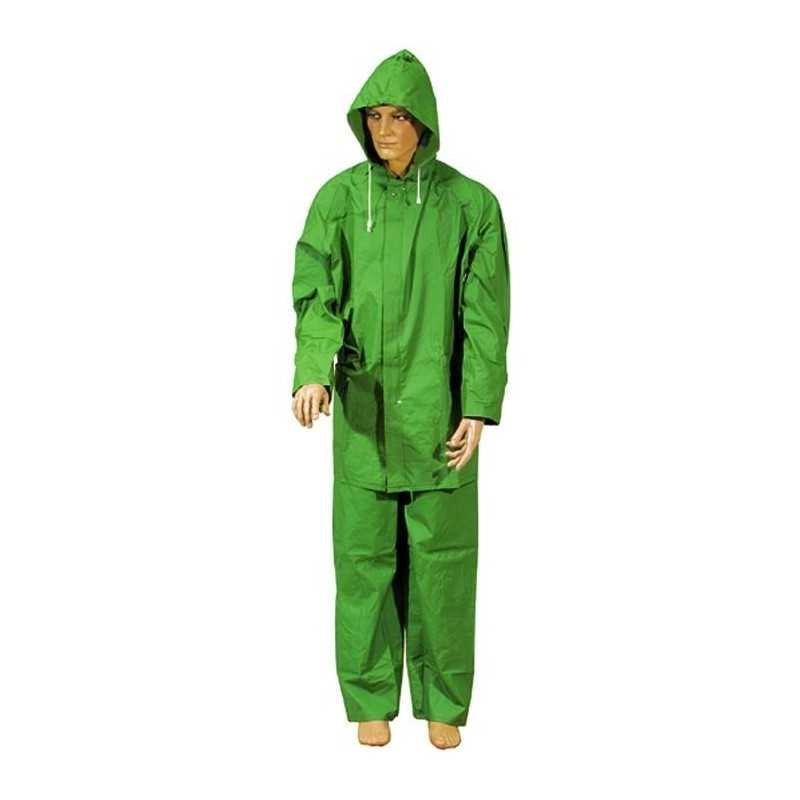 Impermeabile Giacca/Pantalone 100% Pvc Verde Taglia L