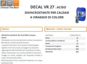 Disincrostante anticalcare caldaie Faren Decal VR27 serpentine calcare ossidi