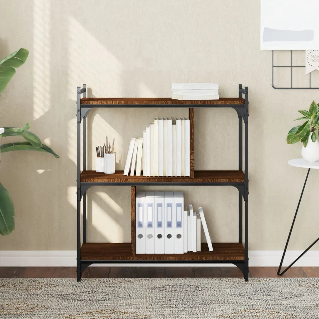 Libreria-Scaffale per Libri-Mobile di Stoccaggio Rovere Marrone 3 Ripiani 76x32x88 cm Legno Multistrato