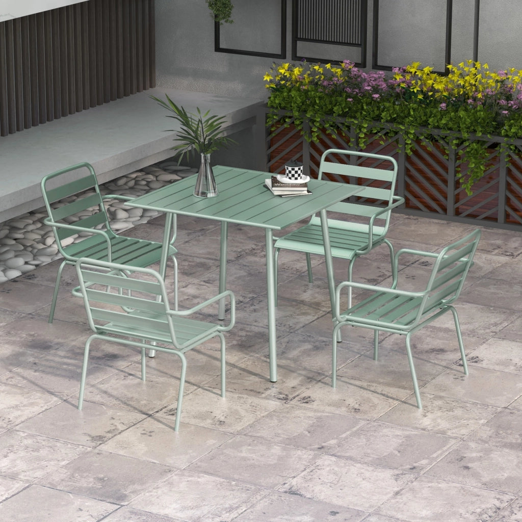 Set tavolo e sedie da giardino 5 pezzi ¨C zephmum ¨C verde chiaro, acciaio