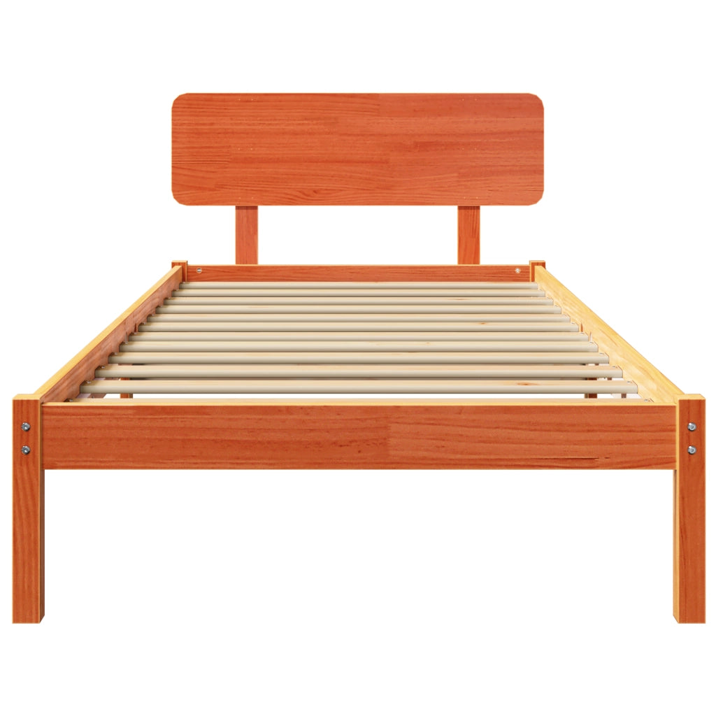 Struttura Letto con Testiera Marrone Cerato 80x200 cm Legno Massello di Pino