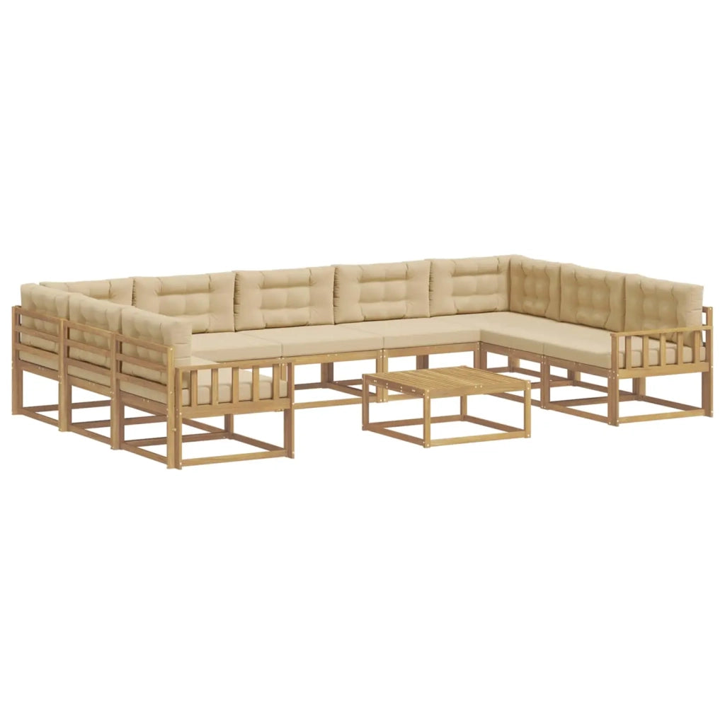 Set di divani da esterno 10 pz Bianco e Beige 3387067