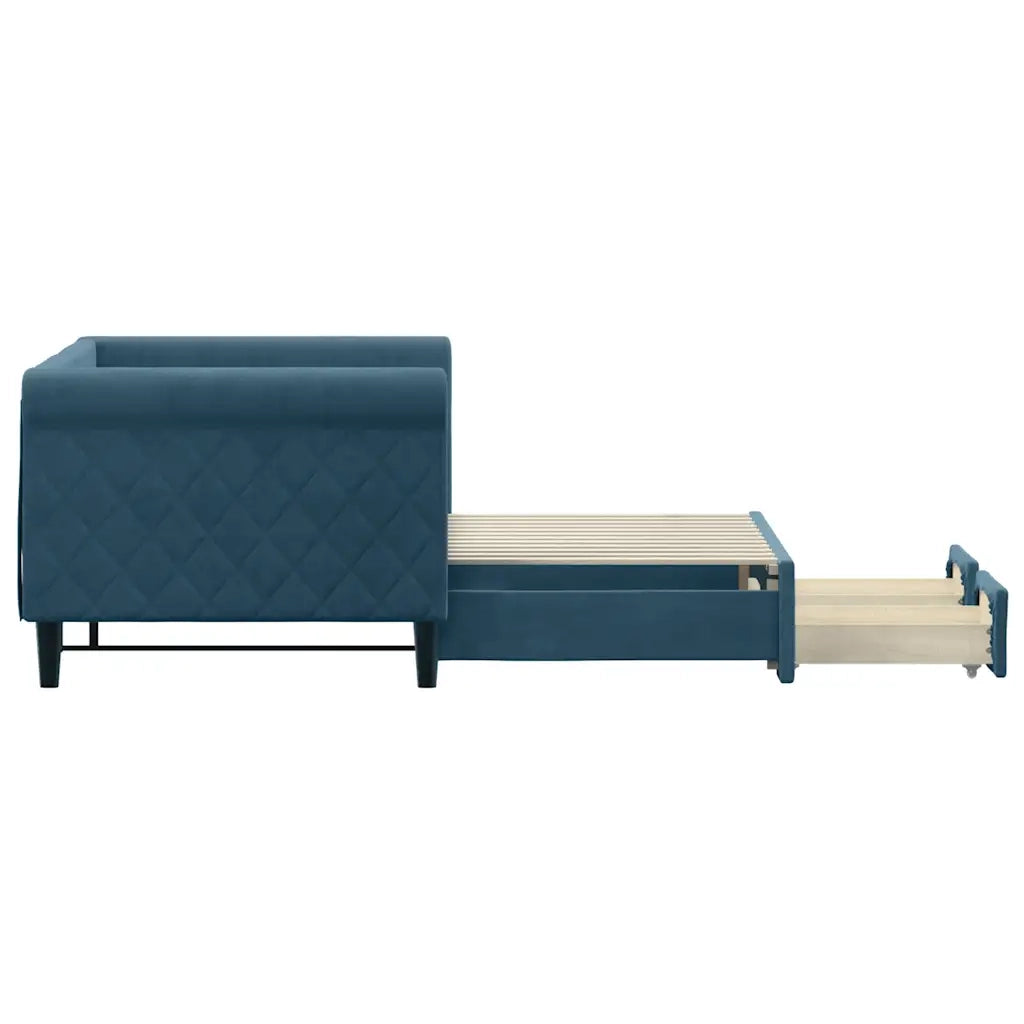 Divano Letto Estraibile con Cassetti Blu 80x200 cm in Velluto 3197811