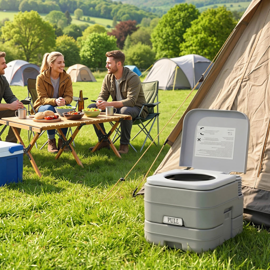 WC Portatile con Doppio Serbatoio 10L ¨C Zephmum ¨C Grigio 36x42x30 cm