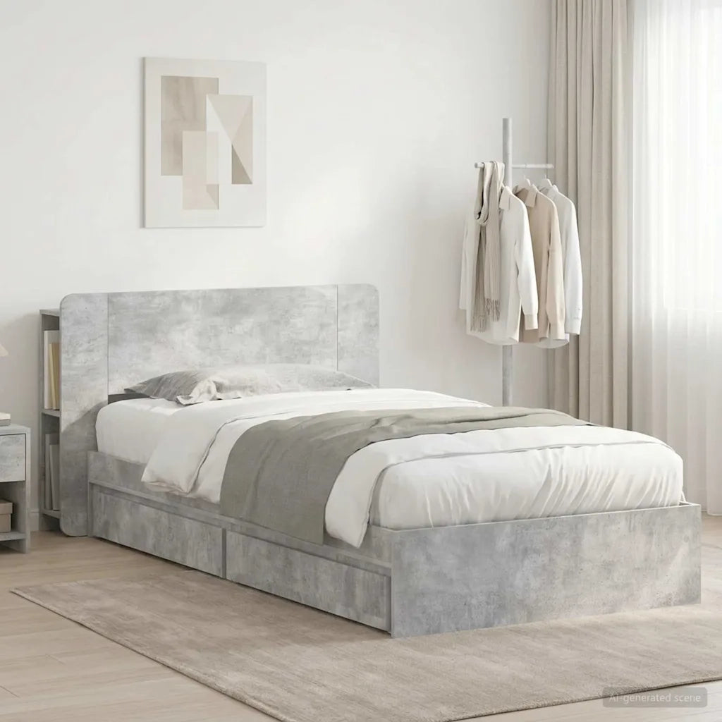 Telaio del letto con storage Grigio Cemento 90 x 190 cm