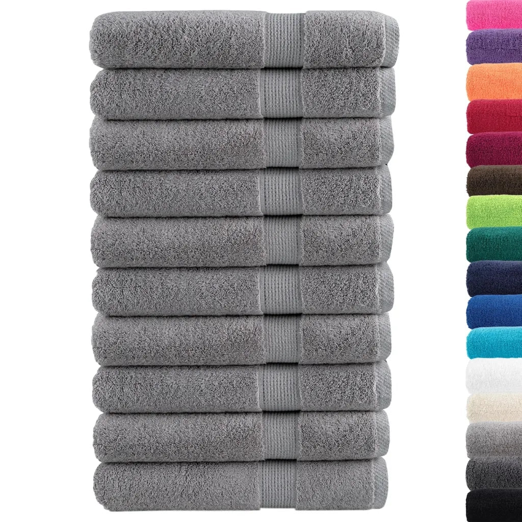 Asciugamani Premium SOLUND 10 pz Grigio 100x200 cm 600 g/m² 137319