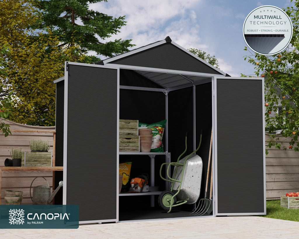 Canopia Rubicon Casetta Da Giardino in Policarbonato Ultra Resistente 154X185X217 cm Grigio Scuro