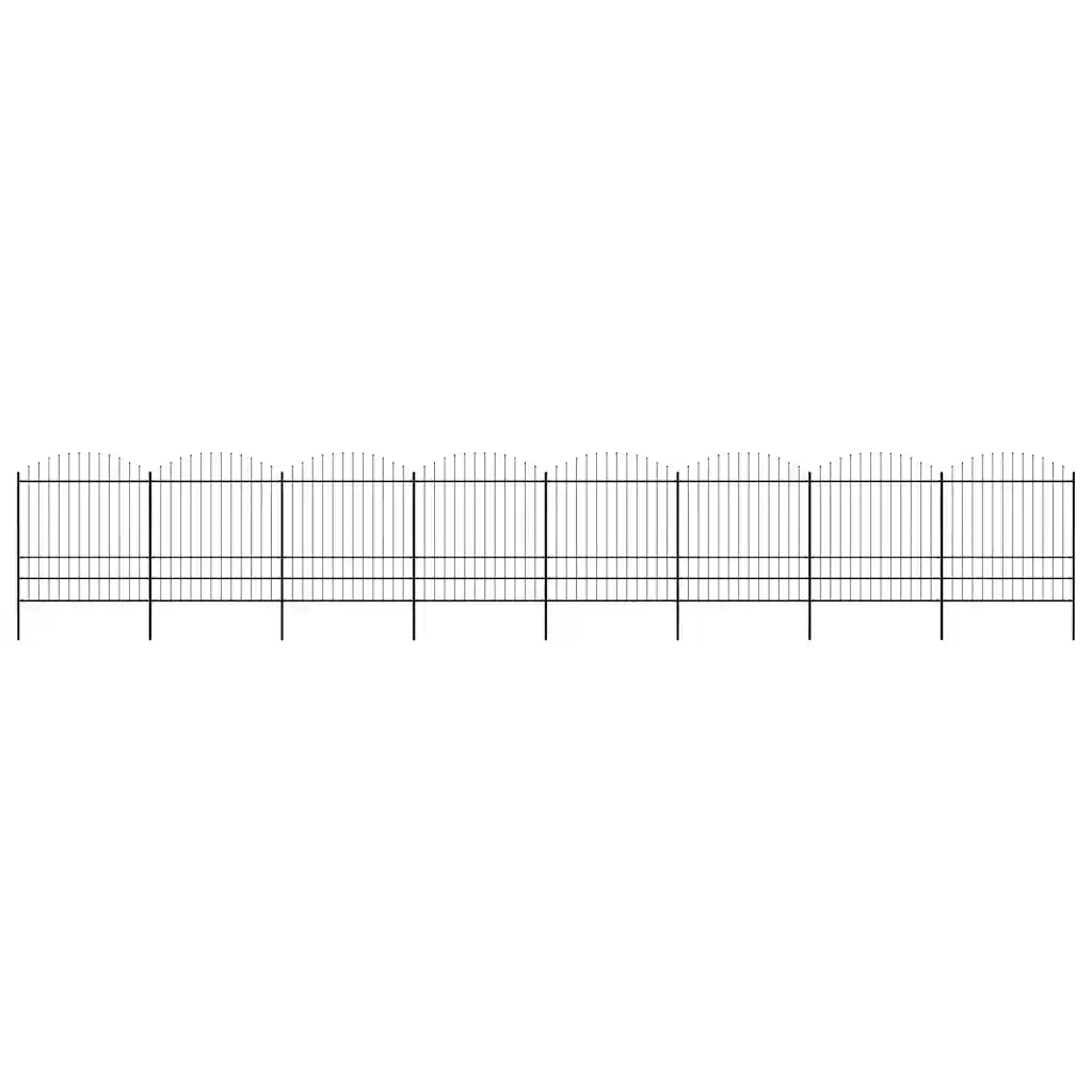 Recinzione da Giardino con Punta a Lancia in Acciaio 1339x200 cm Nera 277755
