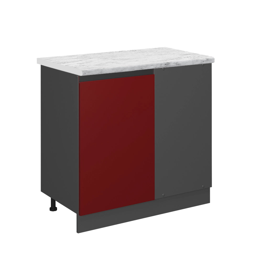 Mobile ad angolo cucina R-Line Rosso/Antracite 86 cm J-Shape PL Marmo Vicco
