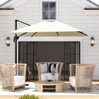 Ombrellone da Giardino con Angolazione Regolabile su 5 Livelli e a 360°, 2.5x2.5 m, color Crema