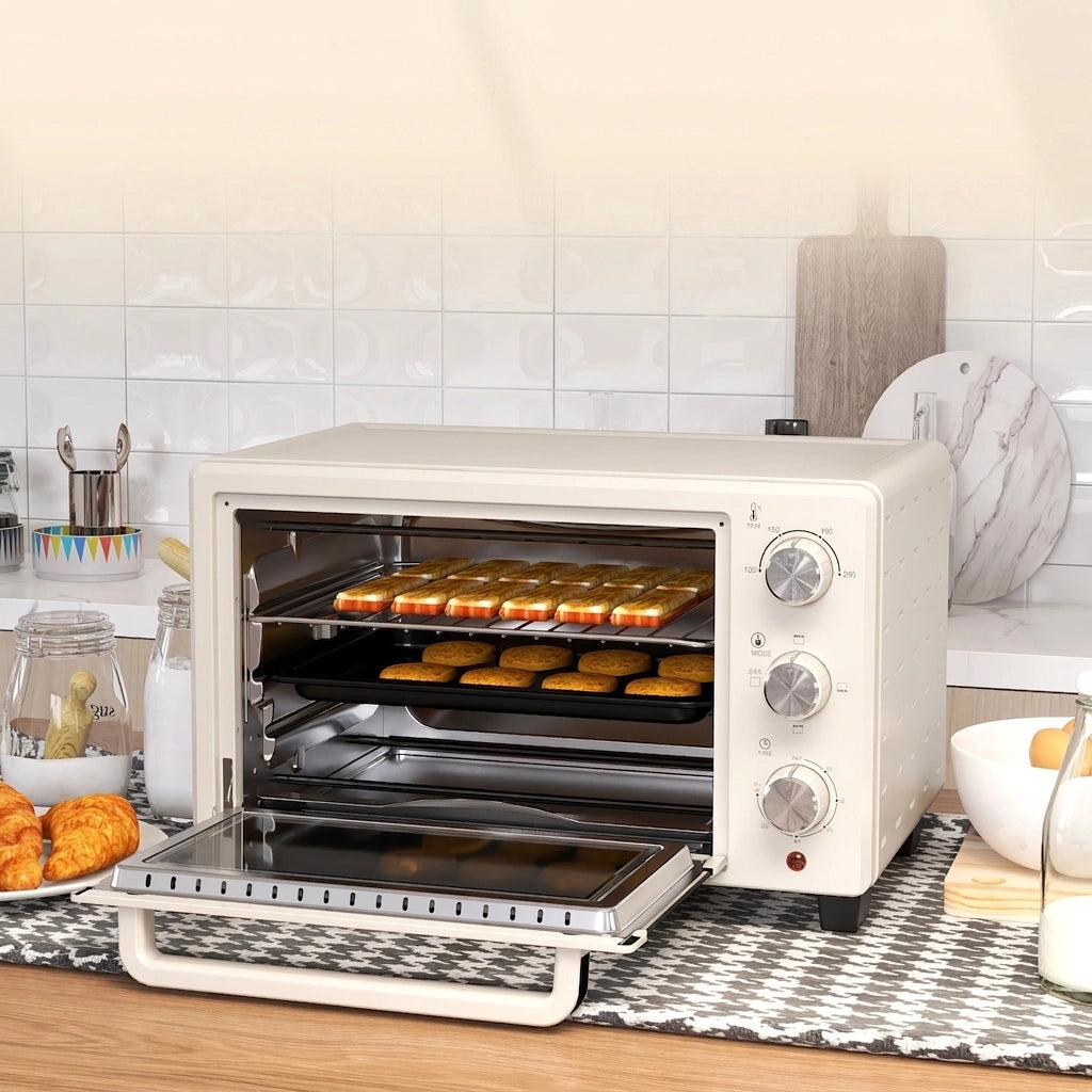 Mini Forno Elettrico 21 L 1400 W con Girarrosto; 3 Modalità e Temperatura Regolabile 100-230°C