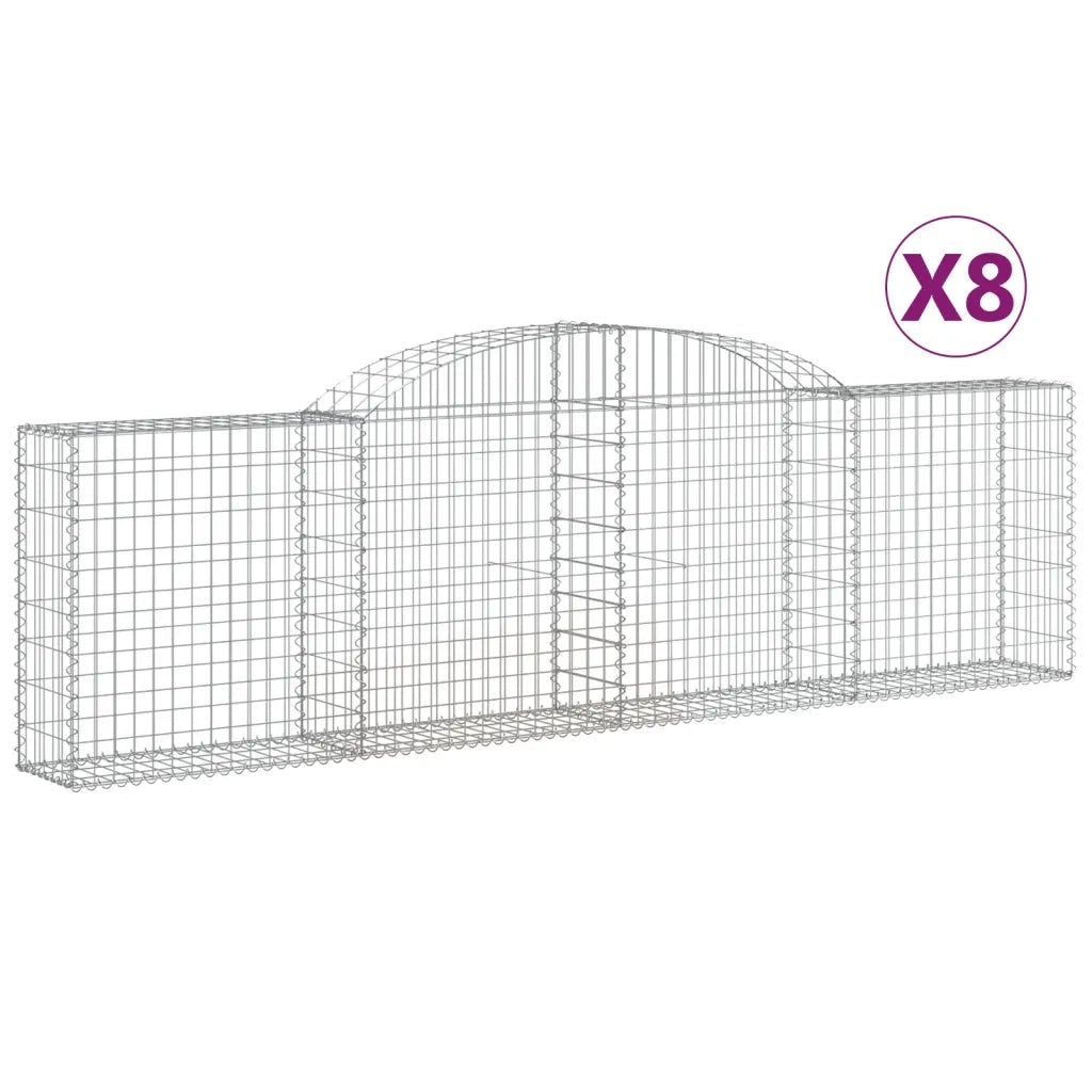 Cesti Gabbioni ad Arco 8 pz 300x30x80/100 cm Ferro Zincato 3146509
