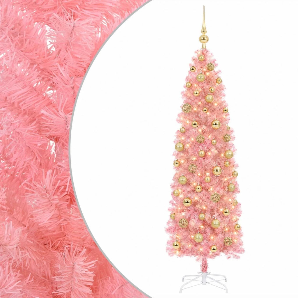 Albero di Natale Artificiale Slim con Palline 240 cm 300 LED 3461109