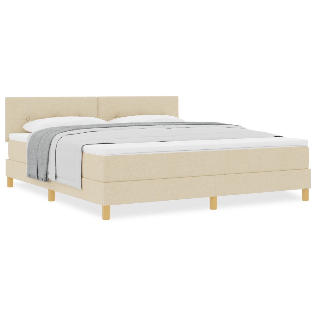 Letto box spring con materasso panna 180x200 cm tessuto