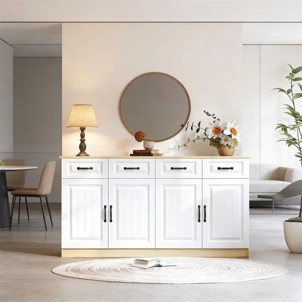 MADIA multifunzione 160x35x80 cm MDF Bianca e color legno naturale
