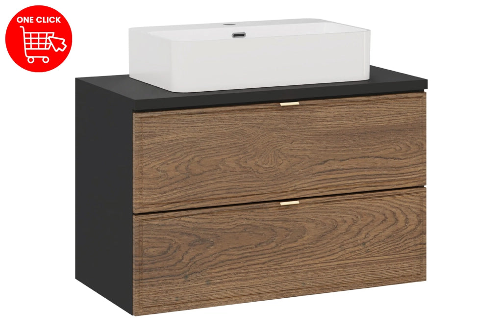 Set mobili bagno 80 cm con piano e lavabo da appoggio Trust Talia Casella 80 x 1401 x 46 cm
