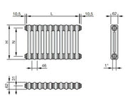 RADIATORE CHARLESTON 2 COL.13 EL.H.658 L.598 BCO 9016 - ZEHNDER