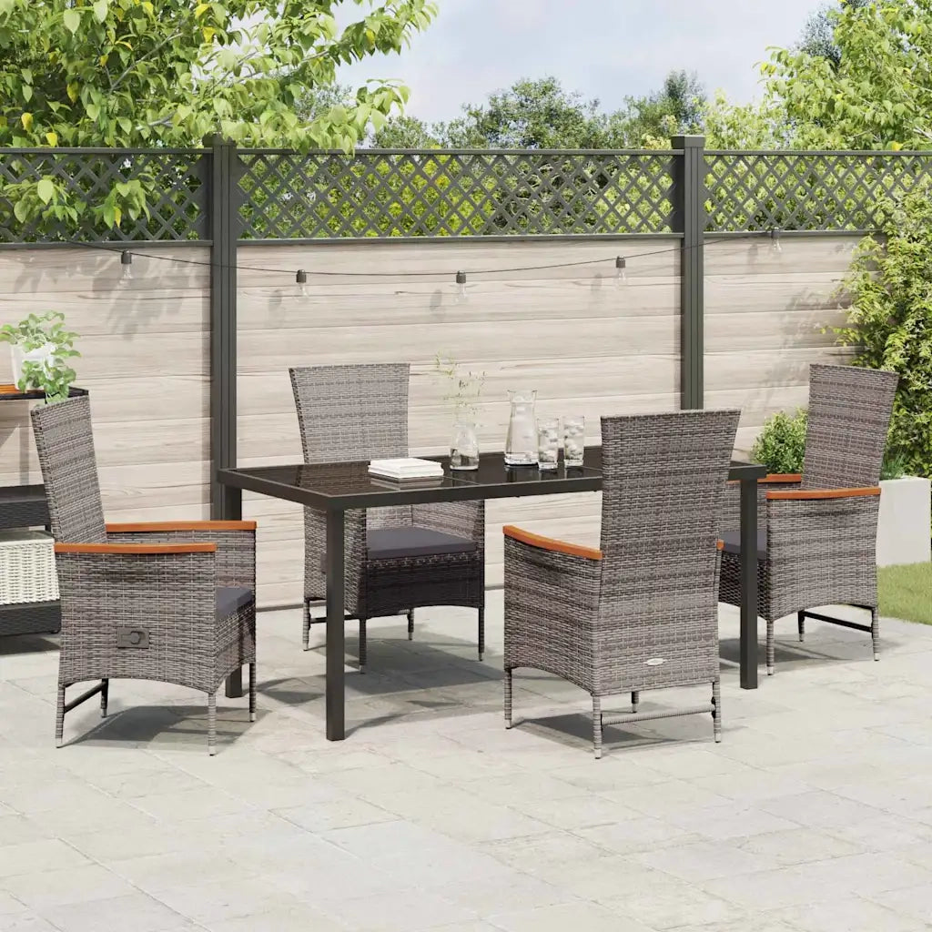 Set da Pranzo per Giardino con cuscino 5 pcs Grigio 3379439