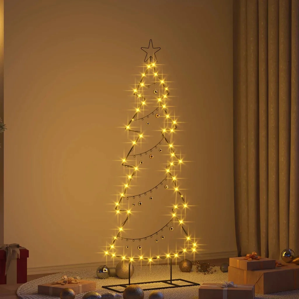 Albero di Natale | Decorazioni natalizie in metallo con supporto Nero 150 cm Acciaio