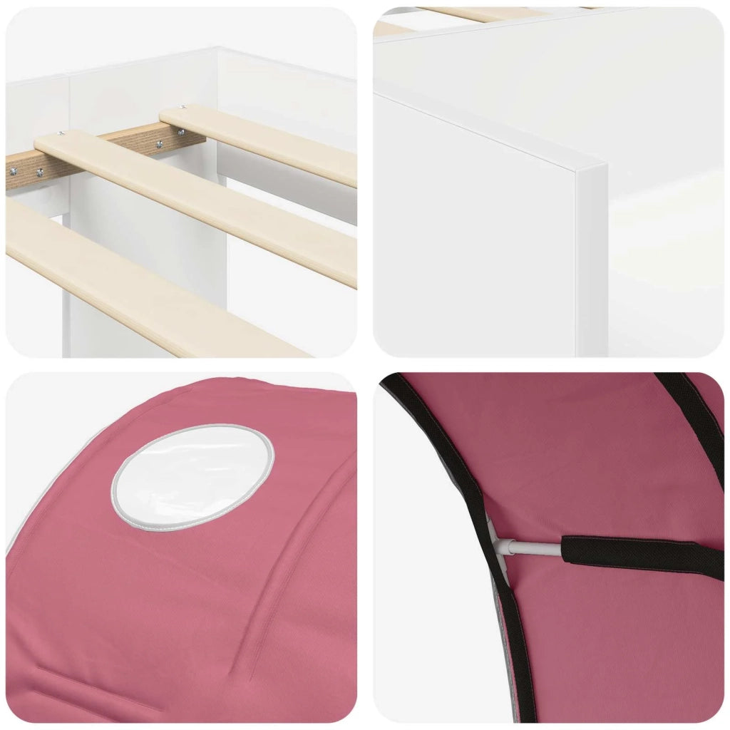 Letto alto per bambini con storage 3 pz Bianco e Rosa 3423596