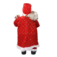 Babbo natale in tessuto rosso e oro con regali cm xh80
