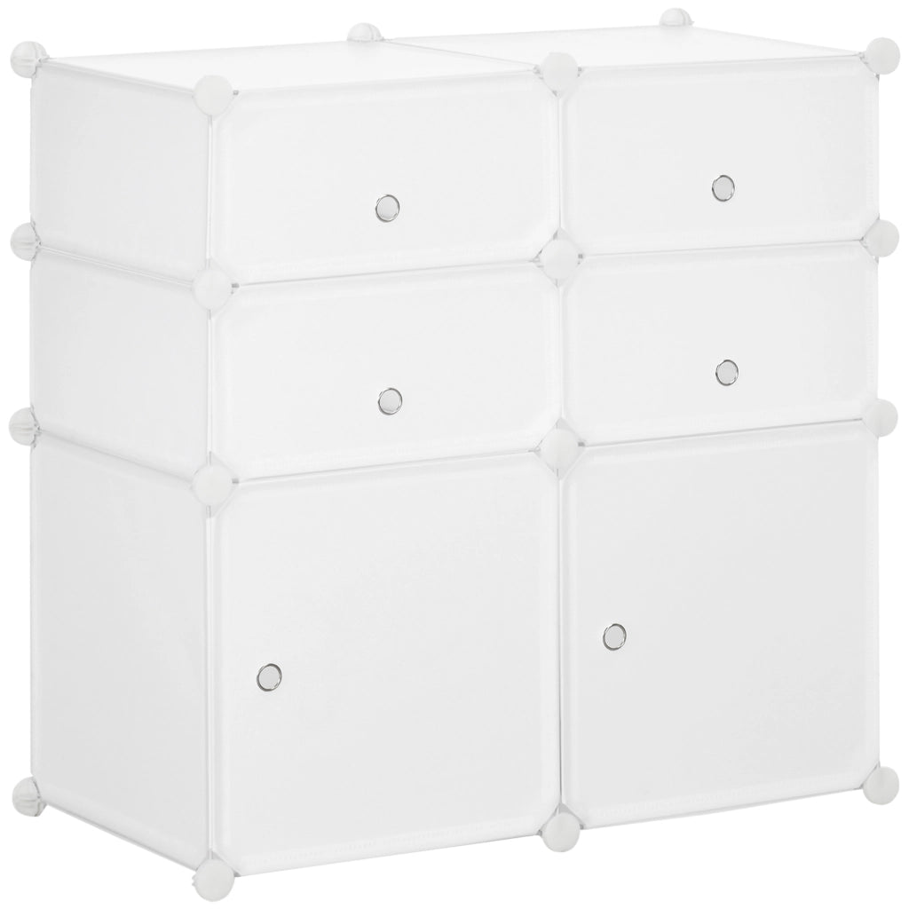Scarpiera con 6 vani modulari - per ingresso - in plastica e metallo - 75×37×73 cm - bianco