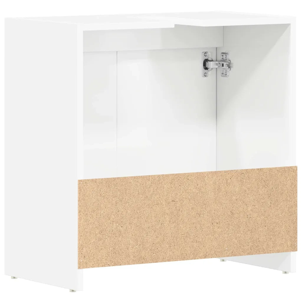 Mobile da Bagno Bianco Lucido 60x33x61 cm in Legno Multistrato 802648