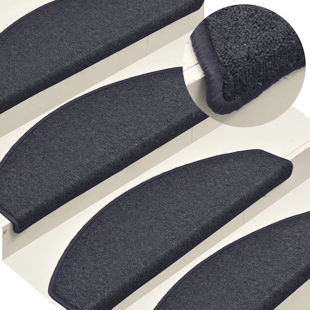 Tappetini per scale 30 pz | Gradini per Scale 65x24x4 cm Grigio scuro e blu Semicircolari Grandi