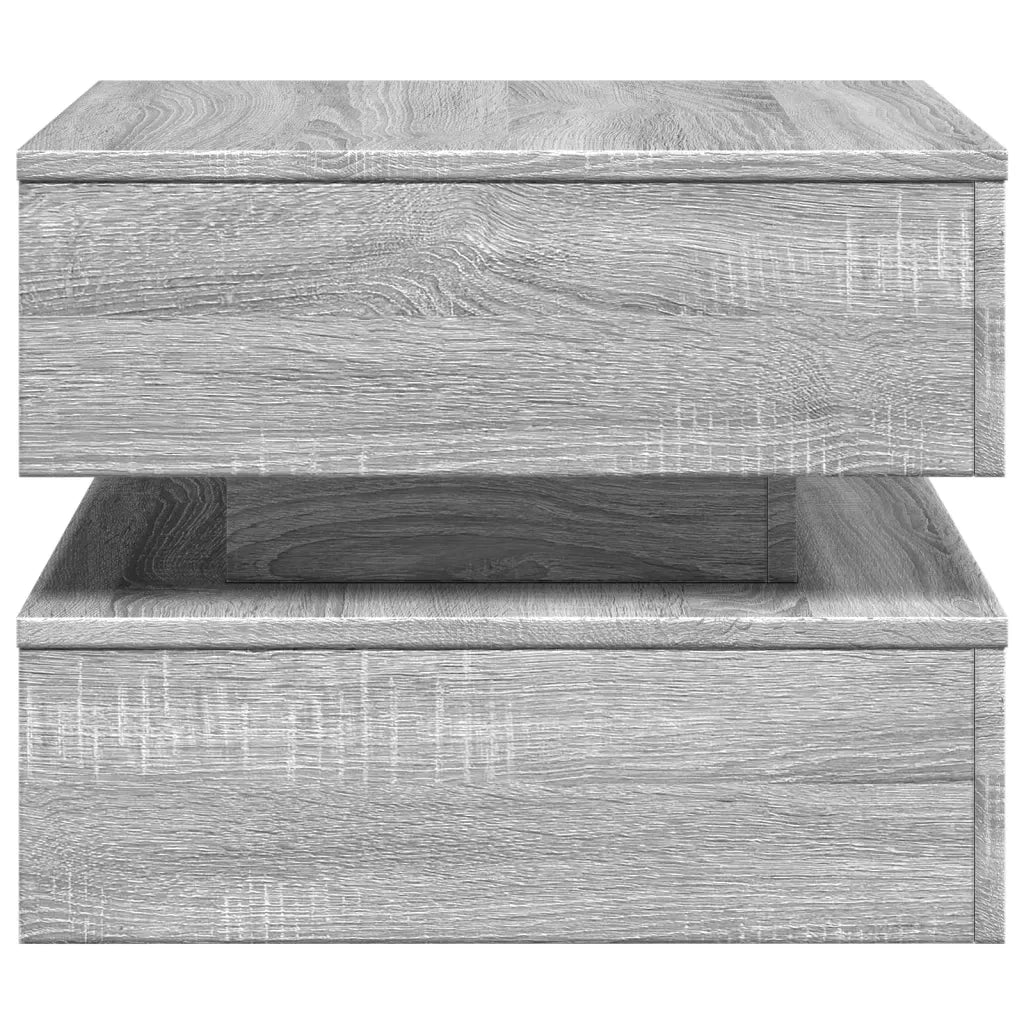 Tavolino da Salotto con Luci LED-Tavolino da soggiorno Grigio Sonoma 50x50x40 cm 604891