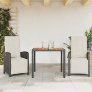 Set da Bistrò 3 pz con Cuscini Nero in Polyrattan 3212468