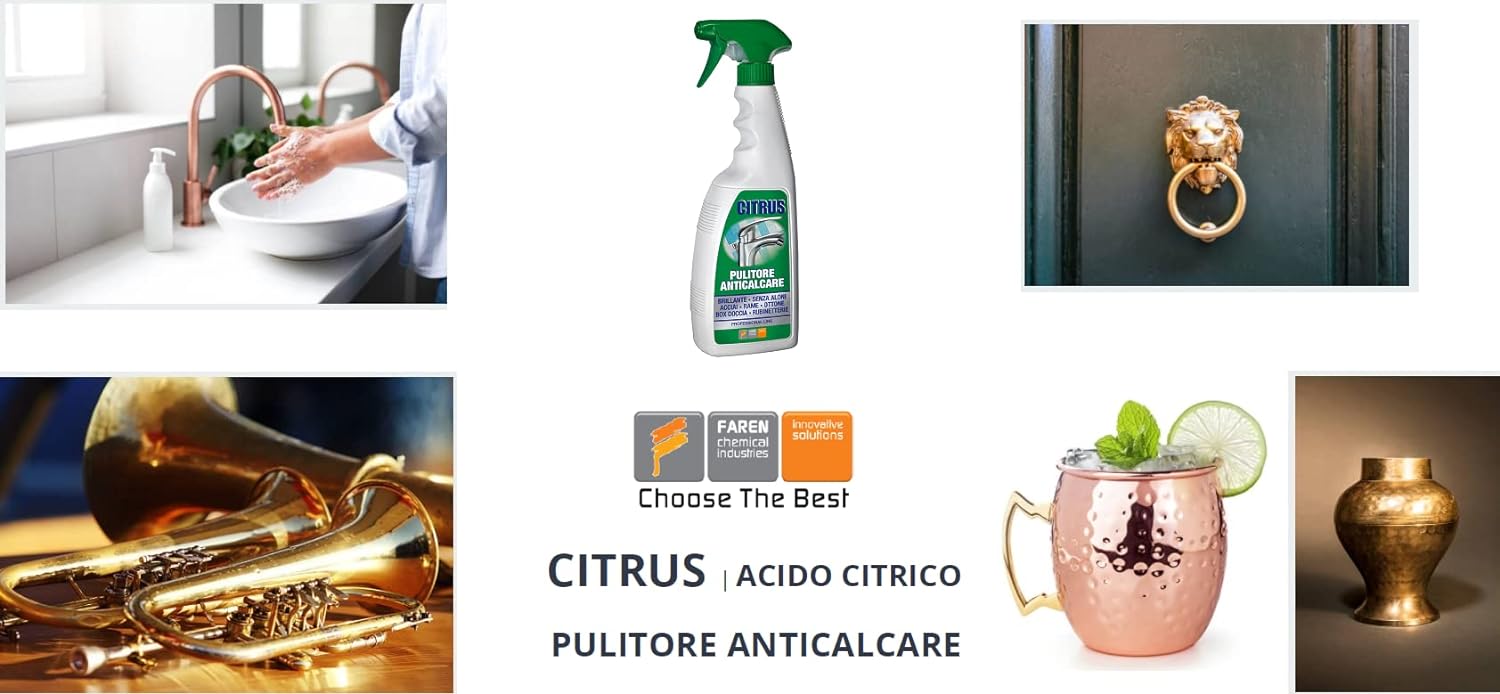 CITRUS acido citrico pulitore anticalcare rubinetti docce lucidante e detergente