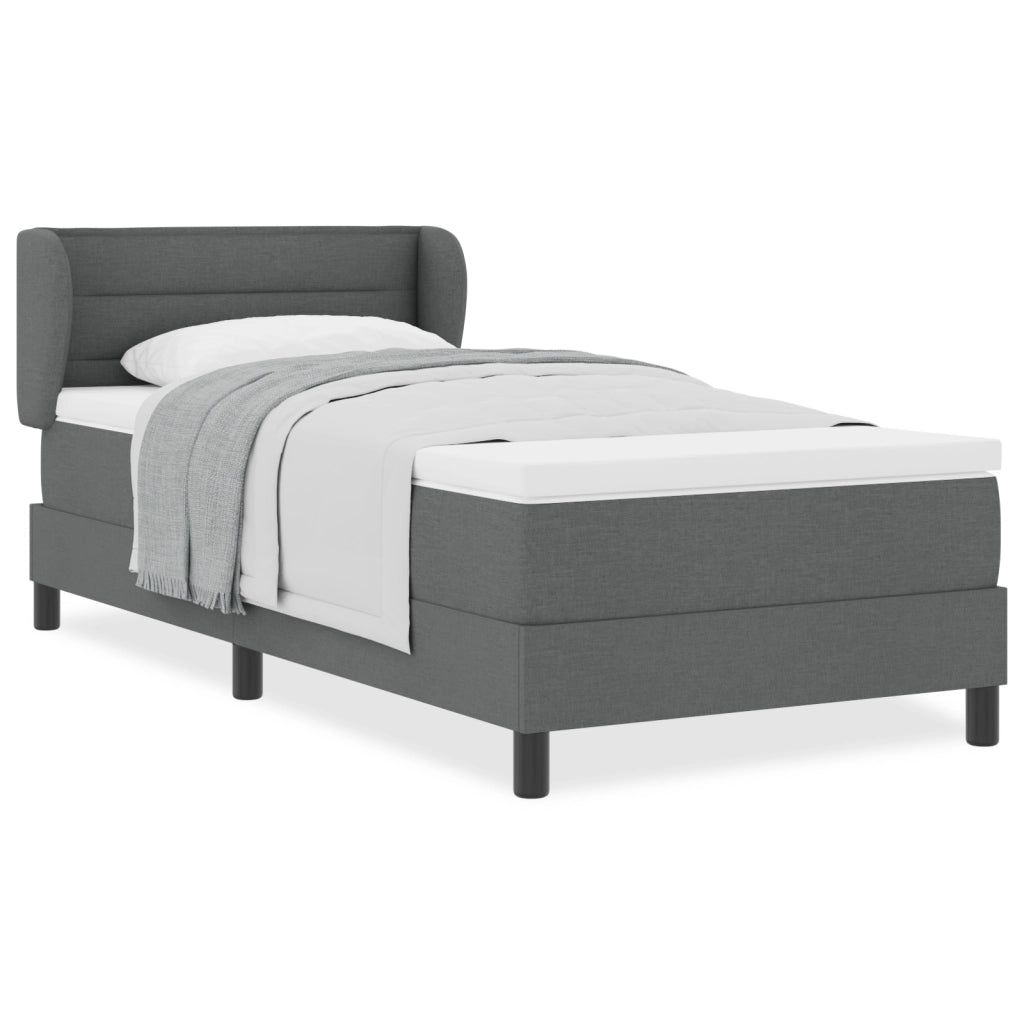 Letto a Molla con Materasso Grigio Scuro 80x200 cm Tessuto