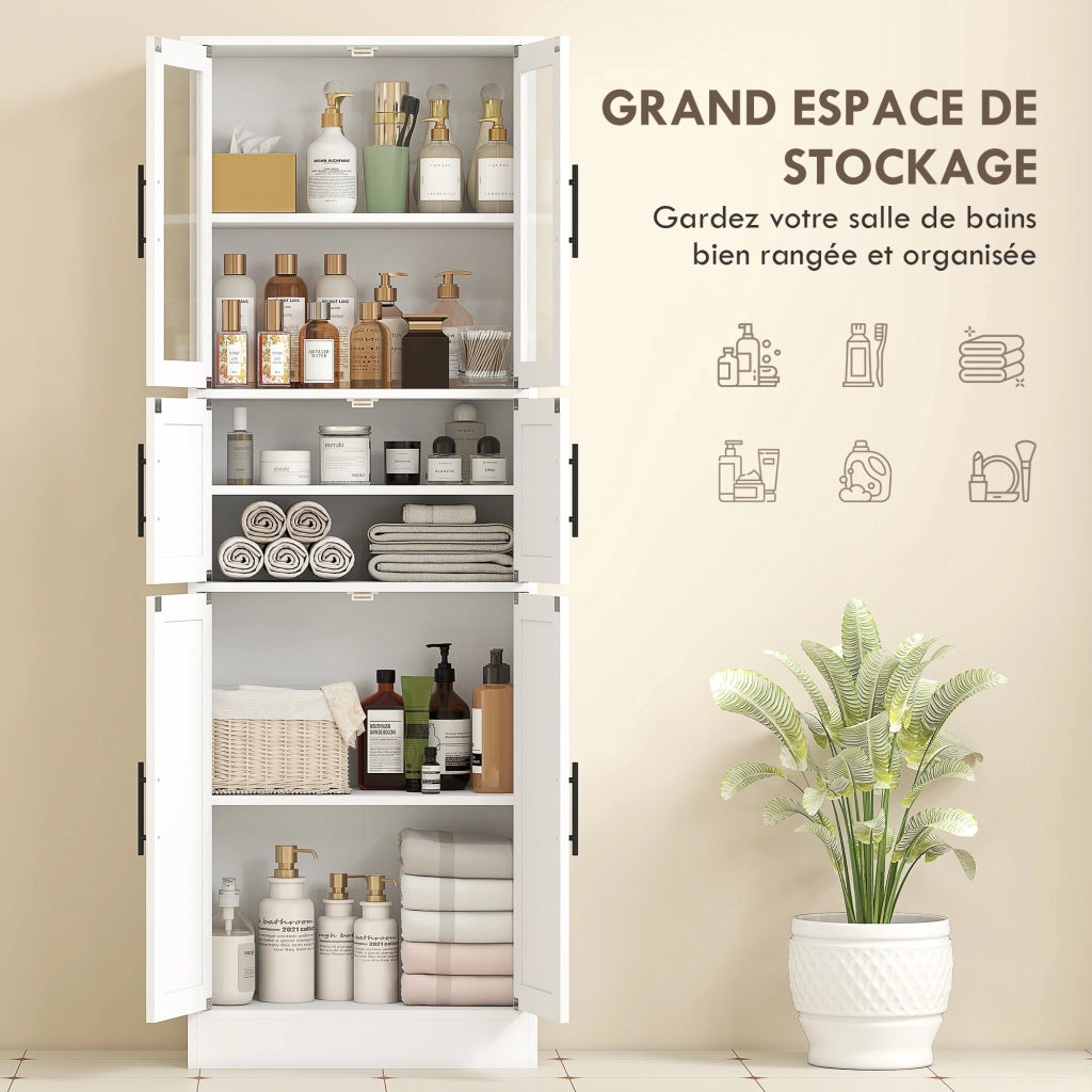 Mobile bagno 6 ante con ripiani regolabili ¨C zephmum ¨C 60x30x170 bianco