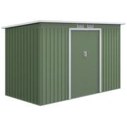 Capanno da giardino; Capanno da giardino; Capanno da giardino con porta scorrevole; finestra di ventilazione; tetto a pendenza singola; esterno; acciaio; verde chiaro; 280 x 130 x 172 cm