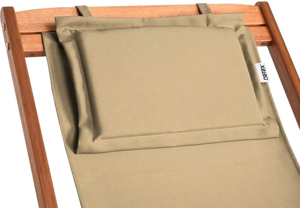 ® Sedia a Sdraio in Legno Acacia Pieghevole con Poggiatesta Traspirante Poltrona Relax Sedie Esterno Giardino