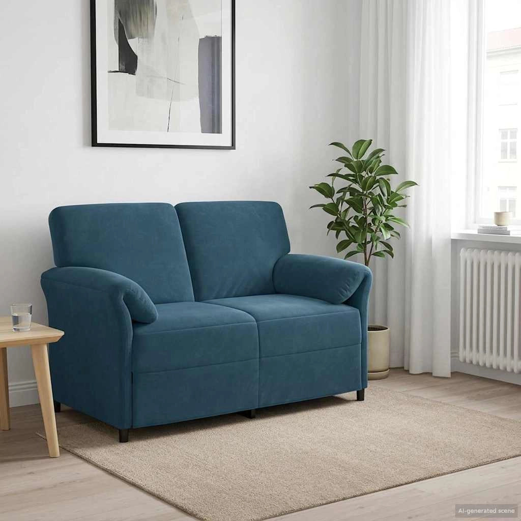 Divano a 2 Posti Blu 138 x 83 x 95 cm Velluto 42033948