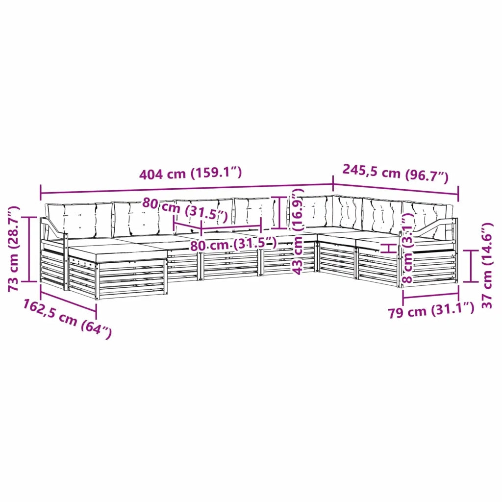 Set di divani da esterno 8 pcs Bianco e Crema Poliestere