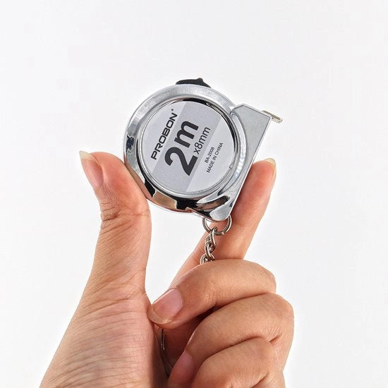 Mini-meetlint portatile, model a sbarra da chiave espandibile 2m, strumento di misura domestico compattabile per progetti di fai da te, ricamo e cucito (argento)
