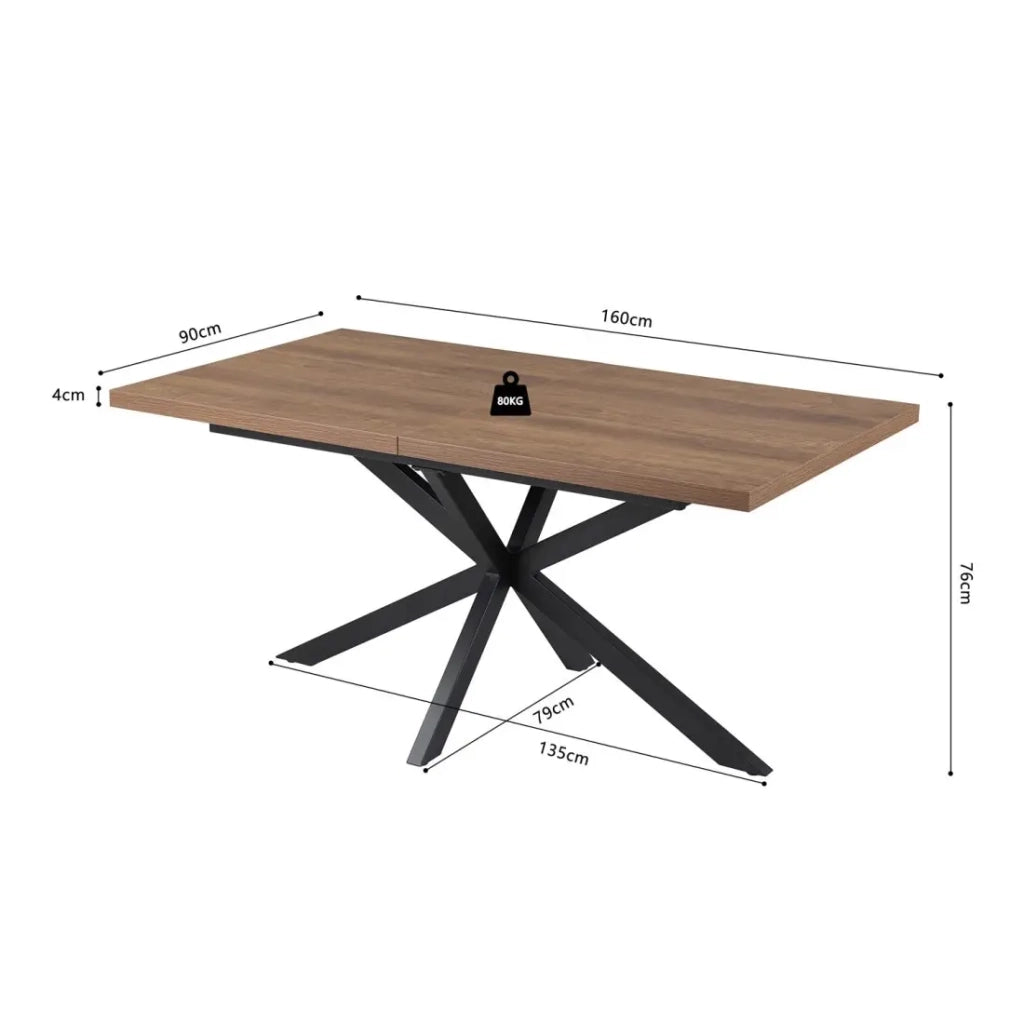 Tavolo estensibile KALVANO – 160 a 200 cm – Rovere scuro – Piano 40 mm – Design contemporaneo