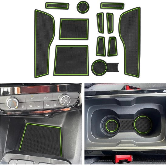 Accessori per Opel Mokka B/Mokka-e EV 2021 2022 2023 2024 - Tappeti in gomma per console centrale - Tappeti antiscivolo - Otre antiscivolo in gomma - Tappeto per braccio - Mokka 2024 (Verde)