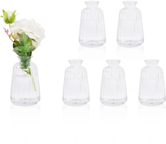Set di vasi mini per decorazione di tavola (11×6,5 cm) 6 pezzi vasi di vetro per decorazione di tavola per matrimonio