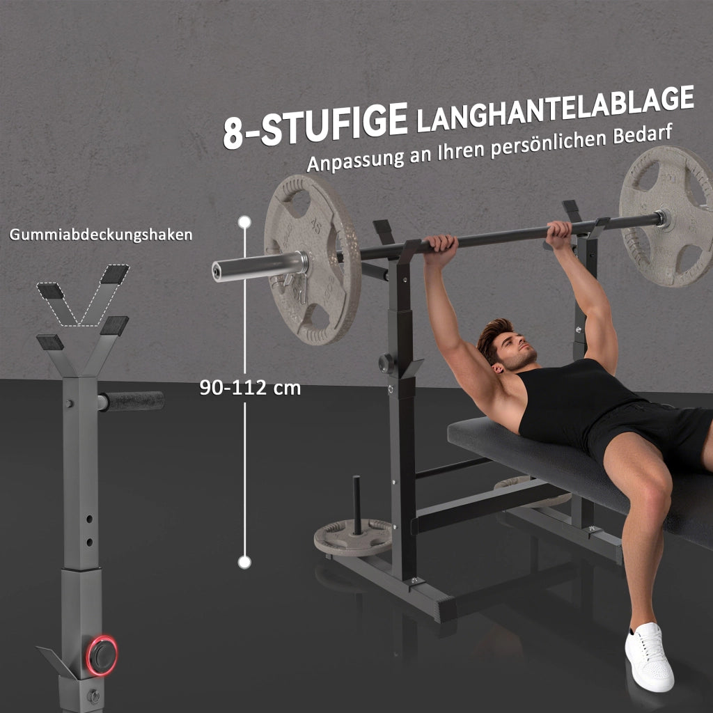 Panca fitness pieghevole 8 posizioni ¨C Xylo ¨C base acciaio imbottita ecopelle 98-122x140x73cm nero/grigio