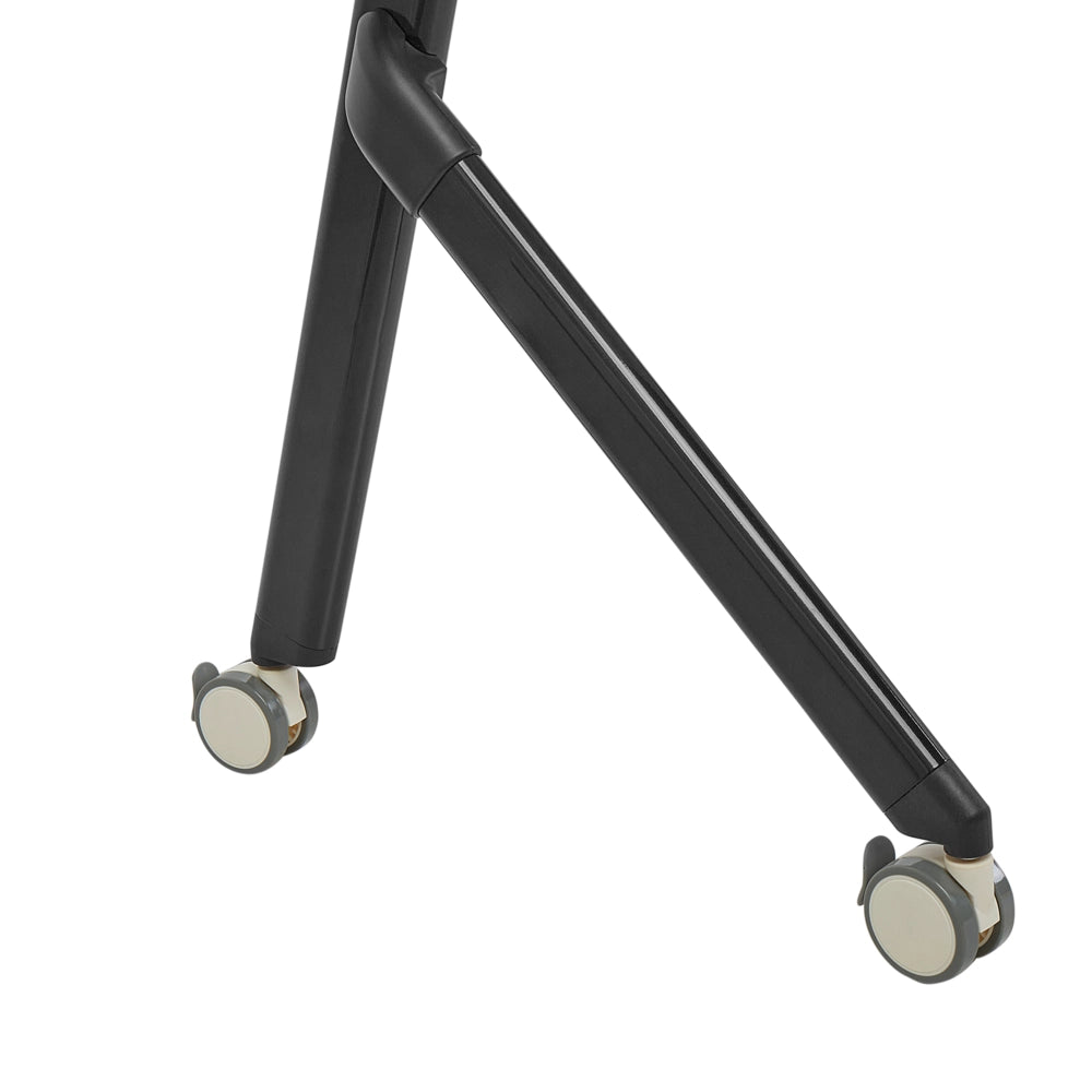 Scrivania rettangolare pieghevole con rotelle portatile con struttura in metallo marrone chiaro e nero 180 x 60 stile moderno