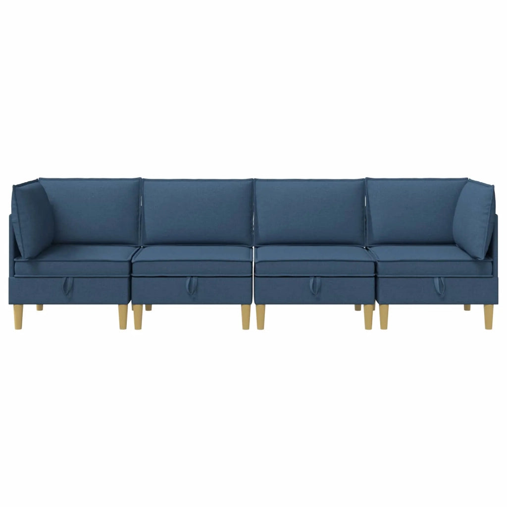 Set di mobili per il soggiorno con cuscino 4 pcs Blu Tessuto 3413714