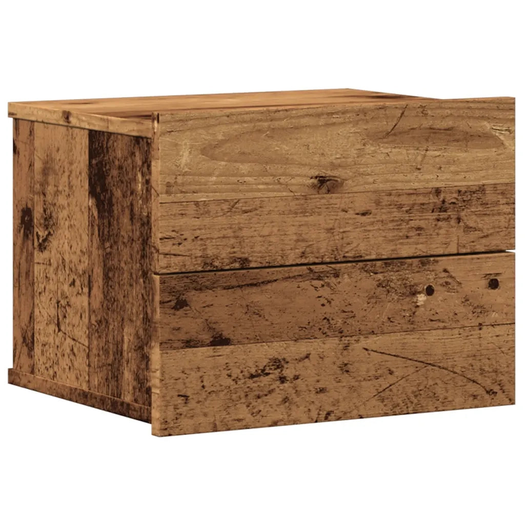Set di 2 Comodini | Armadio da Notte | Mobiletto da notte a Muro Legno Antico 40x32x30 cm