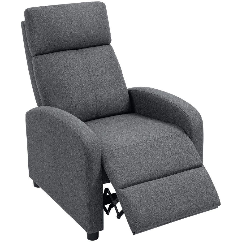 Poltrona Relax Imbottita e Reclinabile a 135¡ã e Poggiapiedi in Tessuto. 69x87x100.5 cm. Grigio