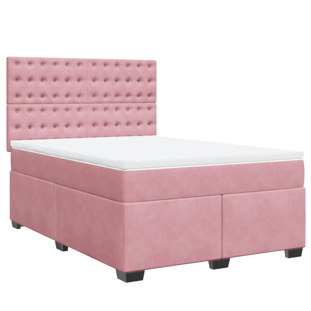 Giroletto a Molle con Materasso Rosa 140x190 cm in Velluto